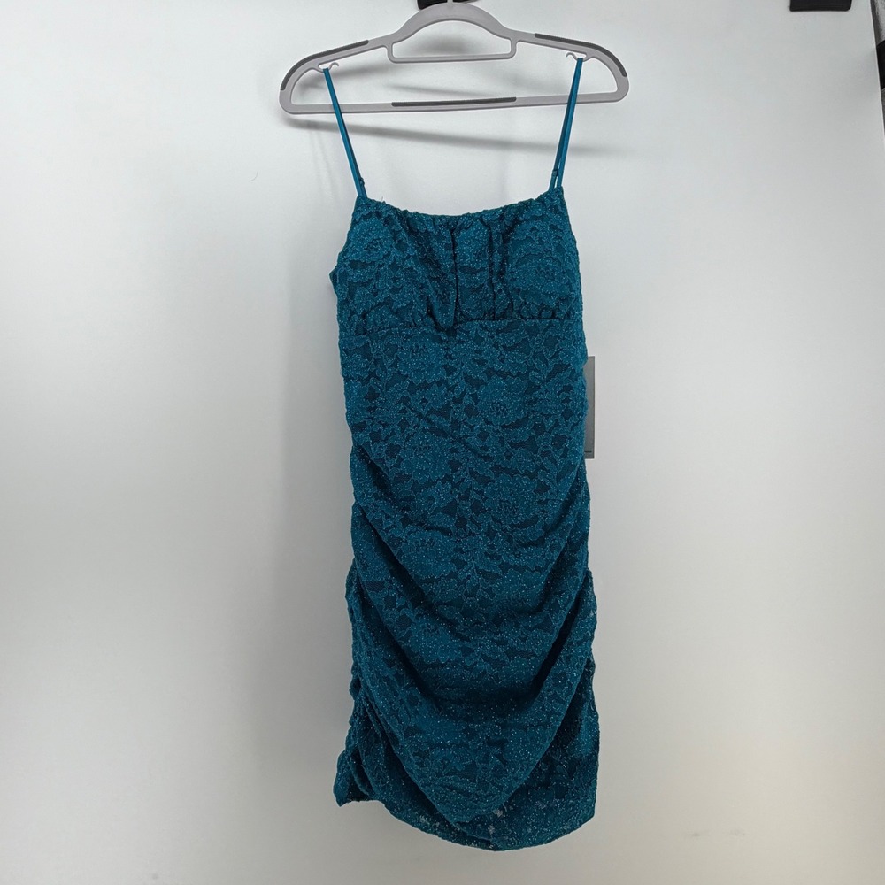 Emerald Sundae Mini Dress Women‎ Large Teal Blue Lace Glitter Mermaid Party Hoco